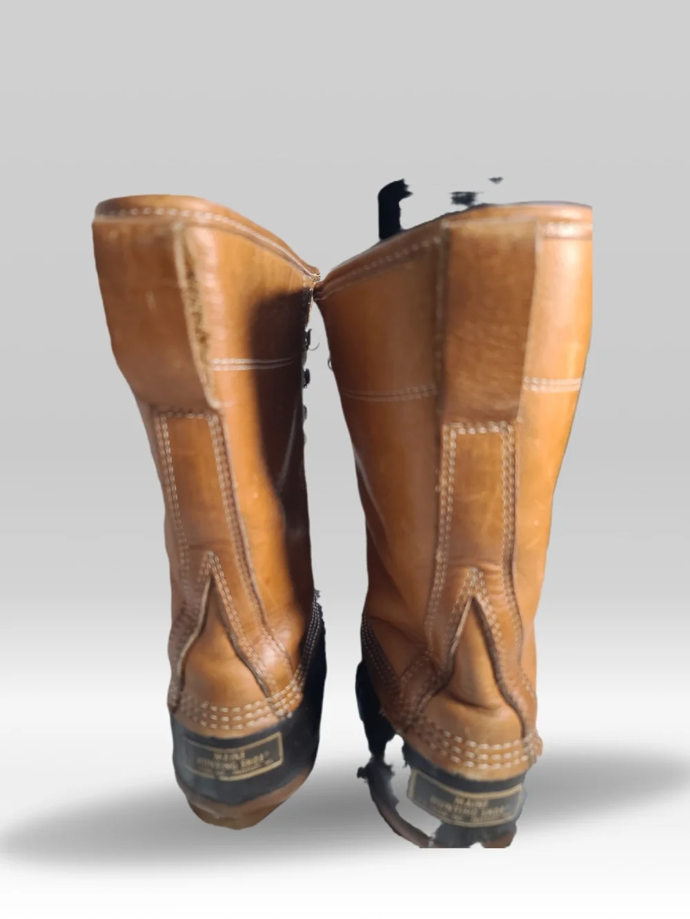 L.L. Bean Two-Tone Leather and Rubber Duck Boots in Brown and Black